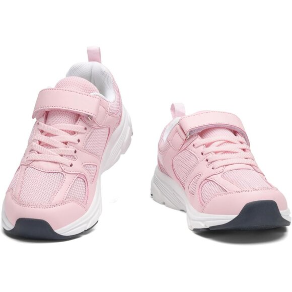 Kids Pink Casual Lightweight Breathable Classic Adjustable Strap Running Sneaker - Picture 5 of 7